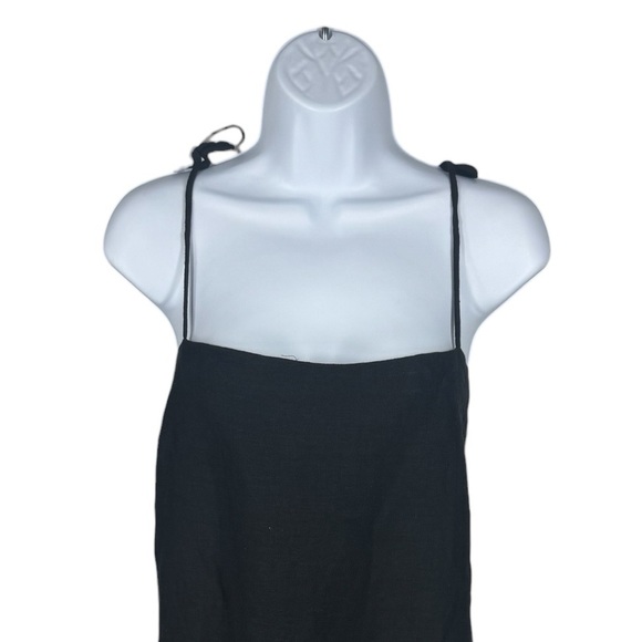 Tuckernuck Linen Lea Mini Dress Black XXL NWT Shift Bow Back Strap Sleeveless - Picture 7 of 14
